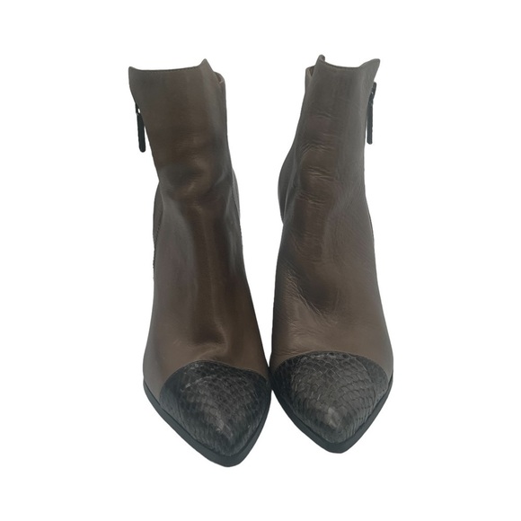 Donald J Pliner Taupe Leather Volt Snakeskin Ankle Booties Size 8 Women's - Picture 3 of 11